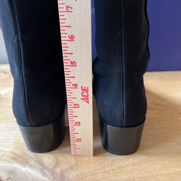 STUART WEITZMAN RESERVE BLACK SUEDE BOOTS 9 NIB OVER KNEE PULL ON STRETCHY CHIC - Picture 7 of 10